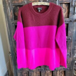 Charter Club Luxury Cashmere Sweater Hot Pink Maroon Sz XL Valentines